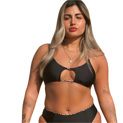 בגד ים חלק עליון TACO - שחור + מנומר