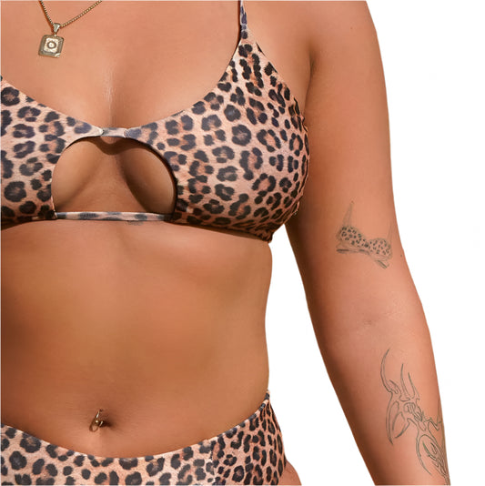 בגד ים חלק עליון TACO - שחור + מנומר