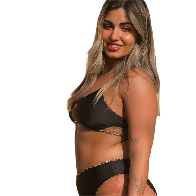 בגד ים חלק עליון TACO - שחור + מנומר