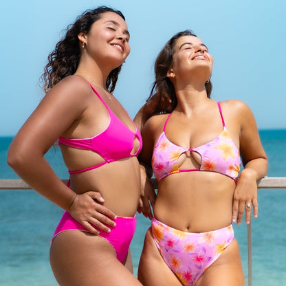 בגד ים חלק עליון TACO - ורוד + פרחים